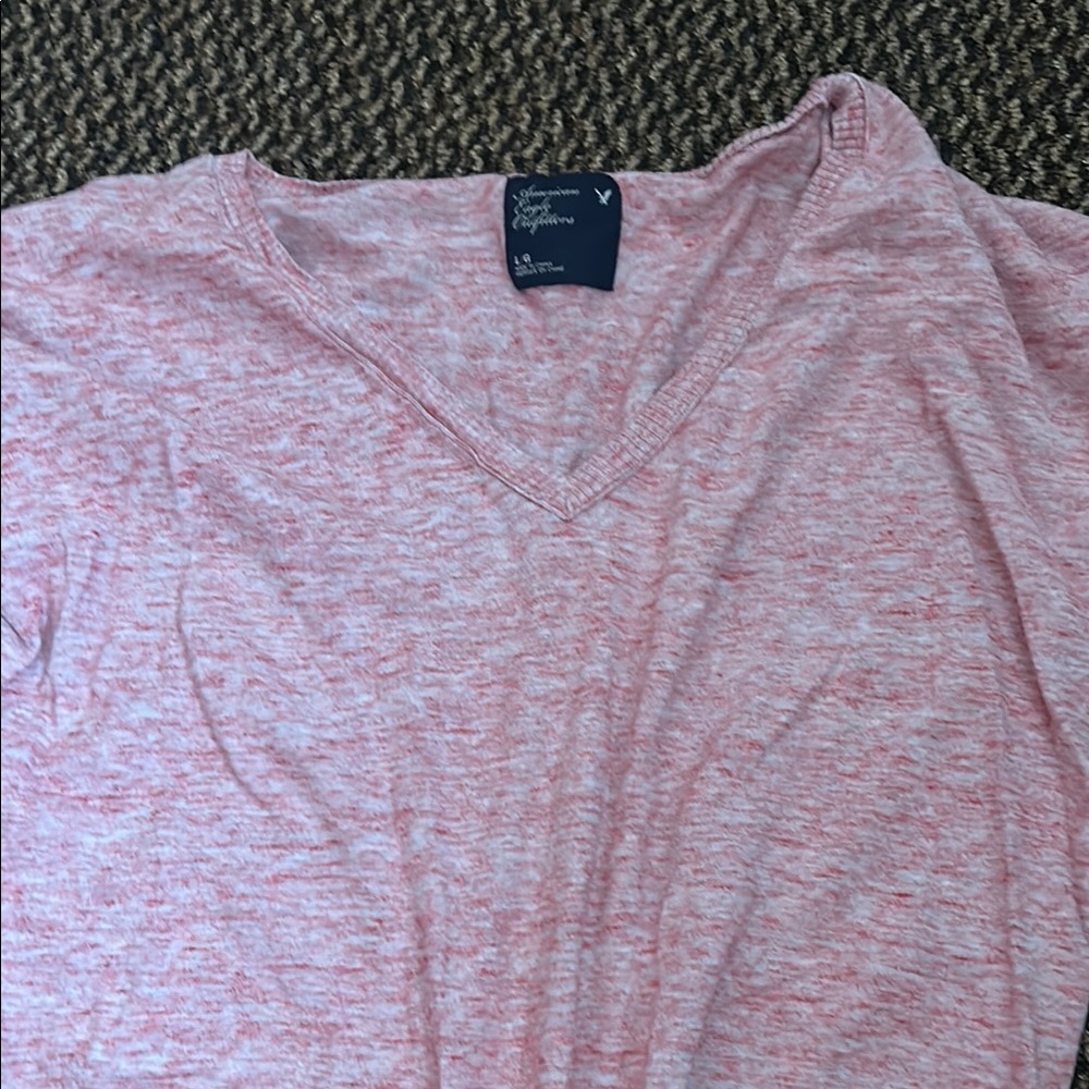 American Eagle Pink V-Neck T-Shirt